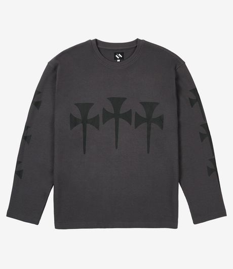 The Trilogy Tapes Three Cross Waffle Longsleeve Charcoal/Black