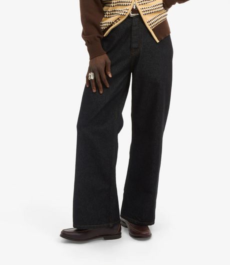 Walk In Paris Raw Denim Flare Trousers Black