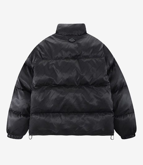 Unknown London All Over Monogram Cropped Puffer Jacket Black