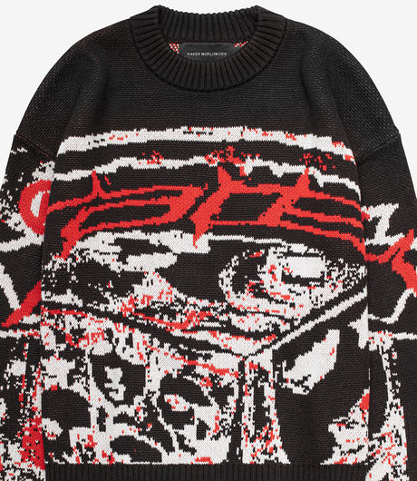 Racer Worldwide 'Red' Knit Sweater Black