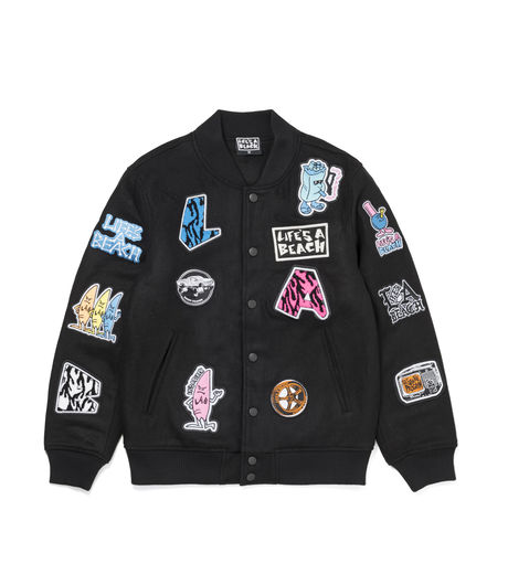 Life's a Beach All Logo Baseball Jacket Black