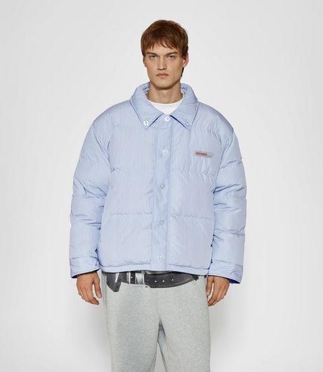 SSSTUFFF Tie Shirt Down Puffer White/Blue