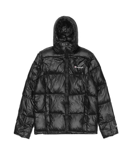 Champion Reverse Weave Padded Zip-Up Funnel Neck Hooded Jacket Black