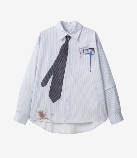 SSSTUFFF Detachable Sleeves Tie Shirt White