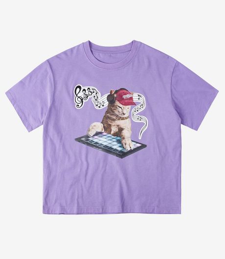 SSSTUFFF DJ Cat Tee Purple