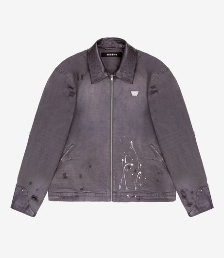 MISBHV 1997 Paint Splatter Canvas Work Jacket Faded Black