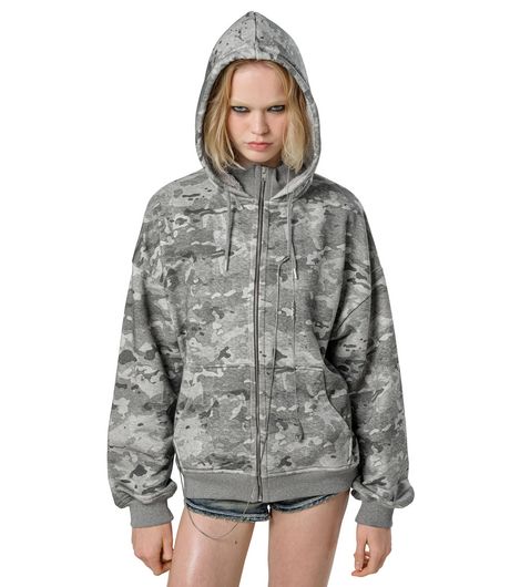 Racer Worldwide Camo Sherpa Hoodie Grey