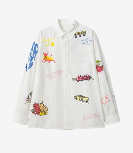 SSSTUFFF Cast Drawing LS Shirt White