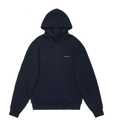 【DROLE DE MONSIEUR】 Slogan a Fleurs Le Hoodie Navy Navy Cotton Hoodie Slogan