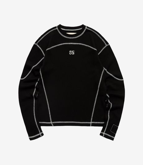 Reese Cooper Outdoor Supply Paneled Thermal Long Sleeve Waffle Knit Black