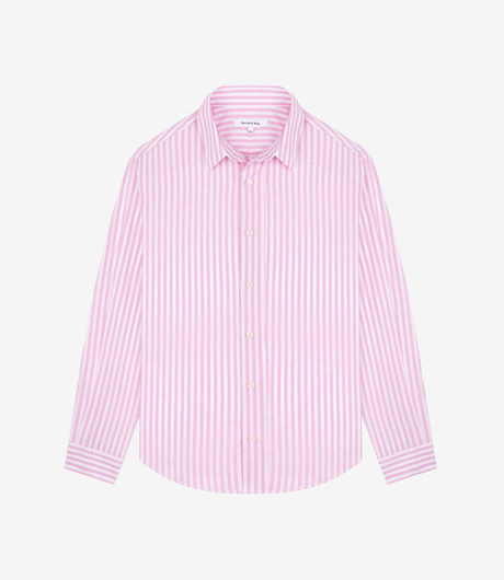 Sporty & Rich SRC Embroidered Button Down Shirt White/Pink Large Stripe/White