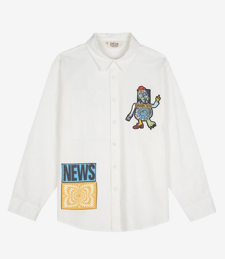 Brain Dead Truth Now Seersucker Shirt White