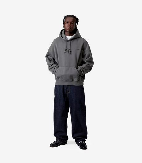 Carhartt WIP Hooded Benton Sweat Graphite Garment Dyed