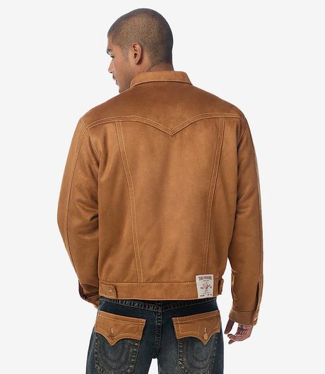 True Religion Ultrasuede Big T Oversized Jimmy Jacket Suede Brown
