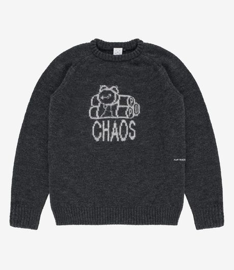 POP Trading Knitted Chaos Crewneck Anthracite