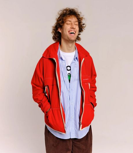 POP Trading Company Striped Logo Shirt White/Blue