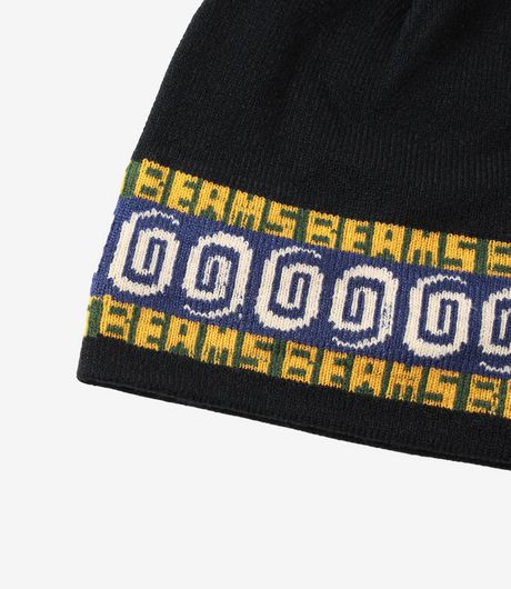 BEAMS Jacquard Single Beanie  Black