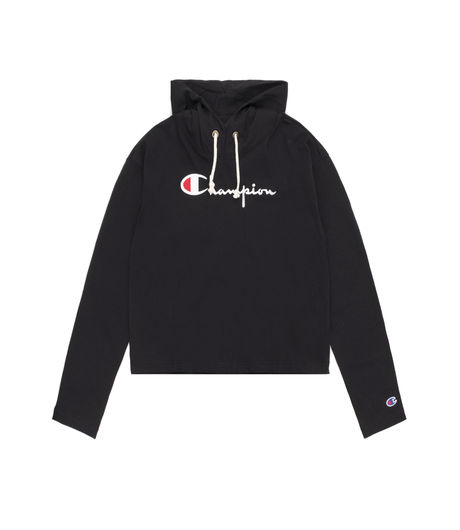 Champion Woman Hooded Crop Top Black