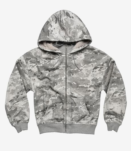 Racer Worldwide Camo Sherpa Hoodie Grey