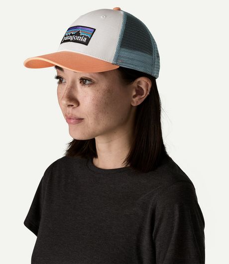 Patagonia P-6 Logo LoPro Trucker Hat White/Peach Sherbet