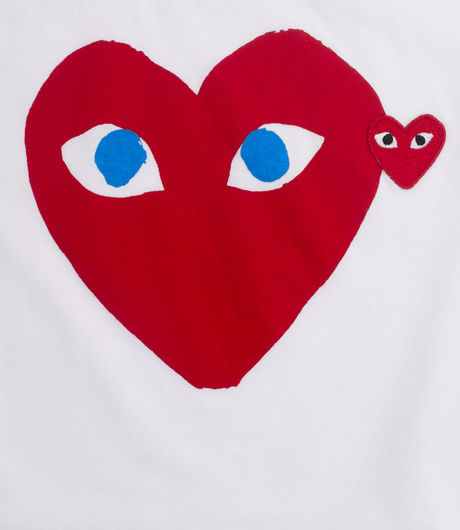 Comme des Garçons Play Double Heart Logo Tee White/Red/Blue