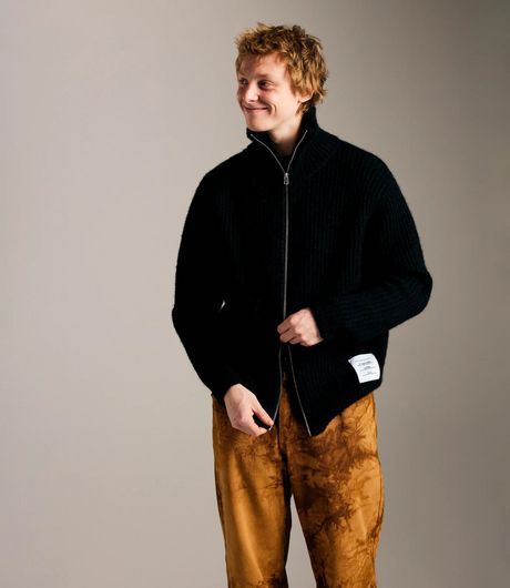 POP Trading Company Knitted Full Zip Black