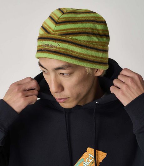Gramicci Thermal Fleece Beanie Chartreuse Stripe