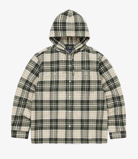 Thisisneverthat Flannel Hooded Check Shirt Green