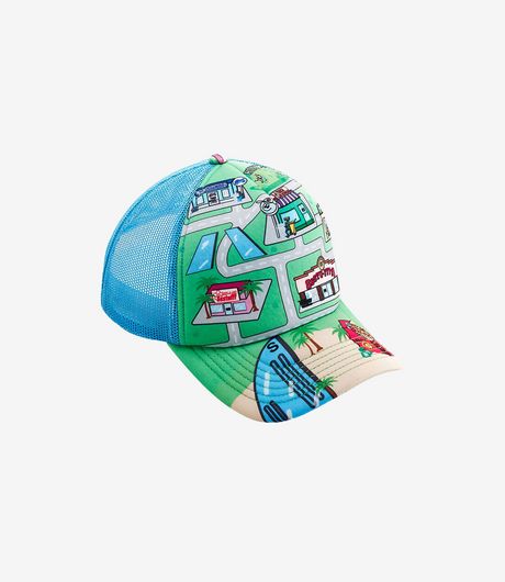 SSSTUFFF City Map Trucker Cap Blue