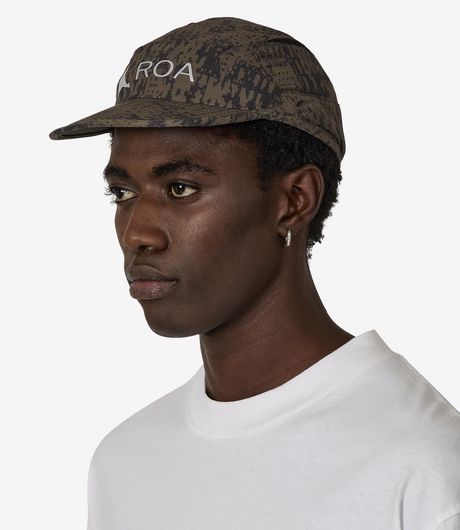 ROA Bri Melted Print Open Weave Cap Dark Olive