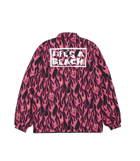 Life's a Beach Flames Reversible Coach Jacket Black/Pink