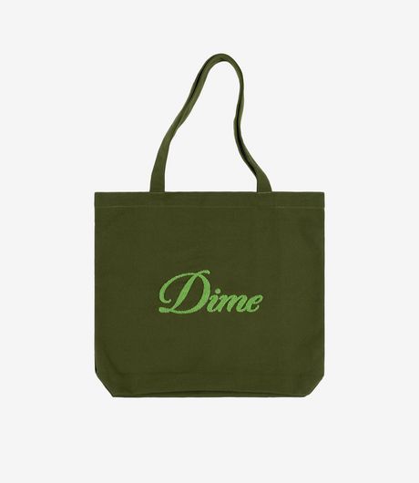 Dime Cursive Chenille Tote Bag Grass