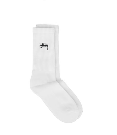 Stussy Small Stock Crew Socks White