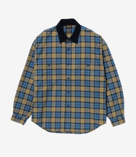 BEAMS Work Check Shirt Navy
