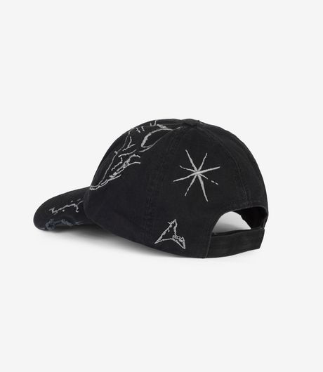 ROA Ryli Embroidered 6 Panel Cap Washed Black