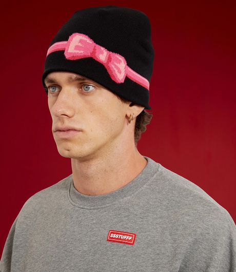 SSSTUFFF Bow Beanie Black