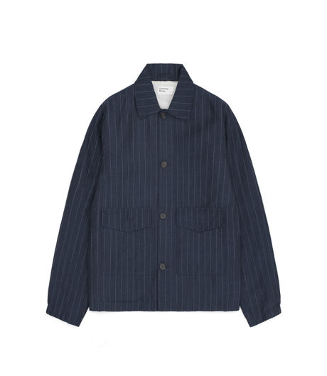 Universal Works Watchman Jacket Wool Stripe Blue