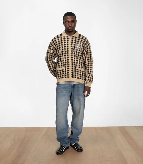 Patta Houndstooth Cardigan Irish Cream
