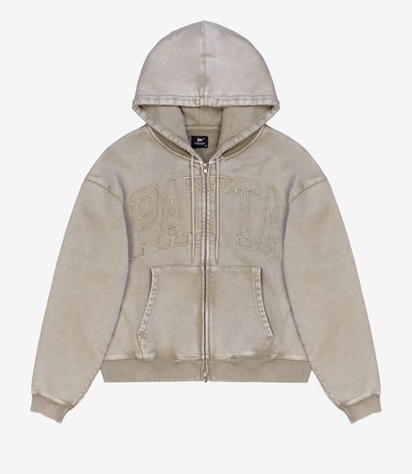 Patta Loopback Logo Zip Hooded Sweater Irish Cream