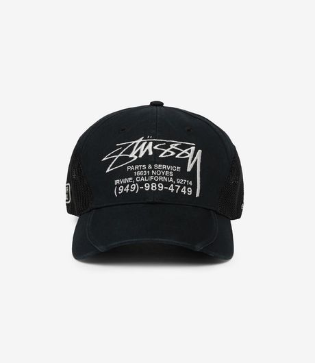 Stussy Lp Service Mesh Strapback Cap Black