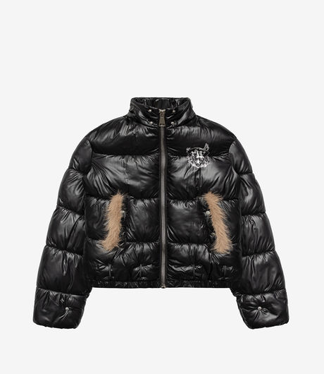 Racer Worldwide Slim Furry Puffer Jacket Black