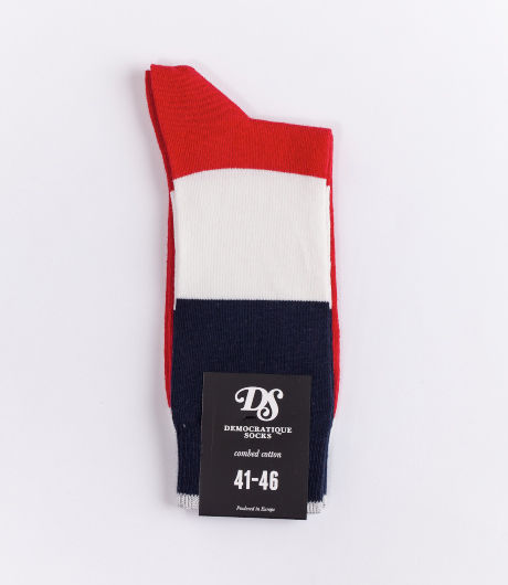 Democratique Socks Block Party Spring Red / Broken White / Navy