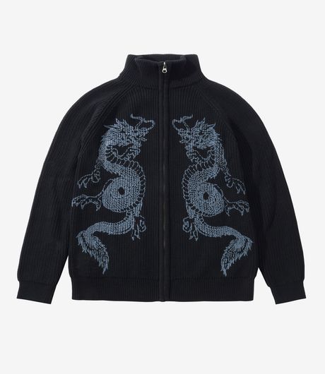 Butter Goods Dragon Zip-Thru Knit Sweater Black