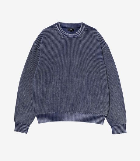 BEAMS 7G Snow Wash Crew Neck Knit Navy