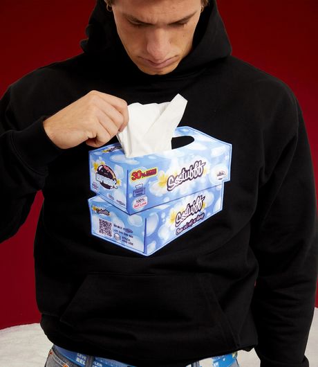 SSSTUFFF Tissue Hoodie Black