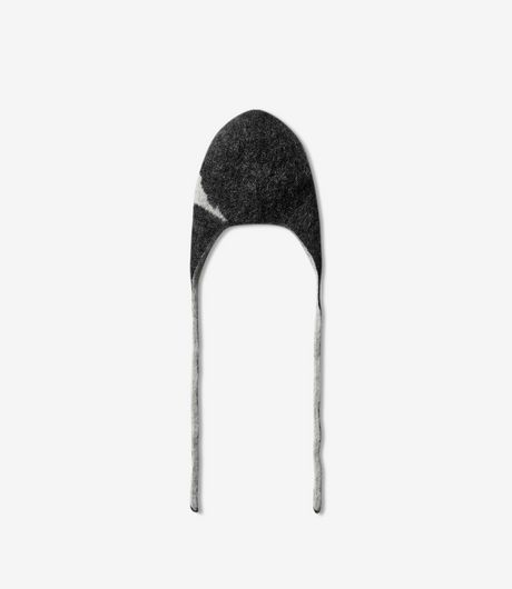 ROA Logo Mohair Bonnet Beanie Black White
