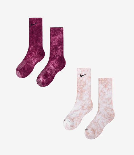 Nike Everyday Plus Cushioned Tie-Dye Crew Socks 2-Pack Beige/Red