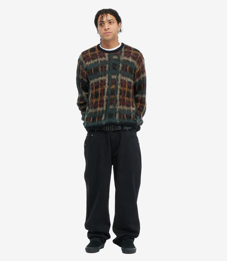 Dime Plaid Mohair Knit Black