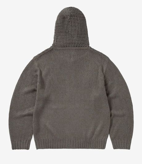 Thisisneverthat Crochet Knit Zip Up Hoodie Grey