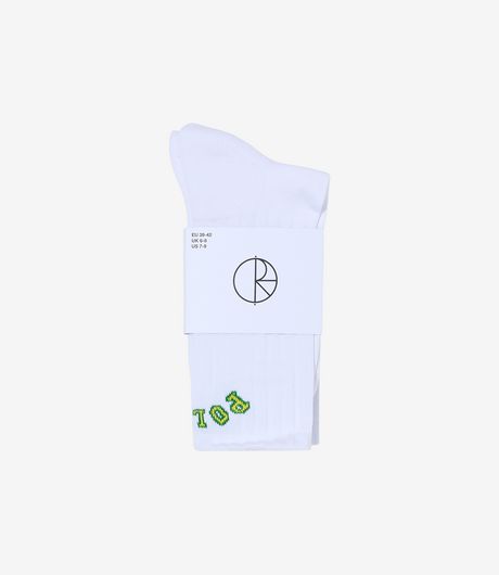 Polar Skate Co College Large Rib Socks White